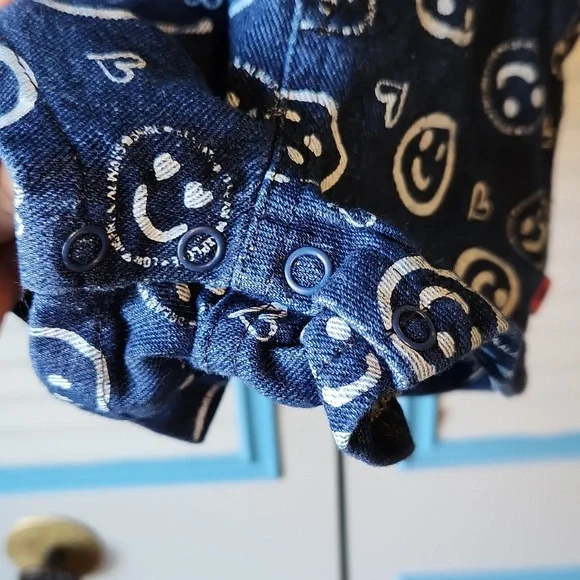 Delia's Baby Smiley Face Denim Overalls - Picture 7 of 12